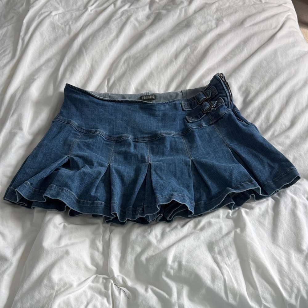 Wild Fable Denim Mini Skort with Buckle Detail